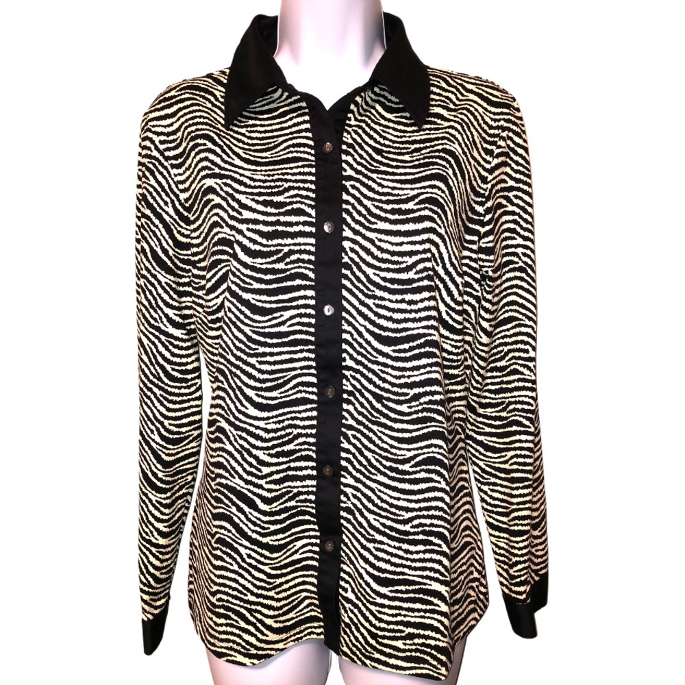 J. McLaughlin Betty Shirt Zebra Print Excellent